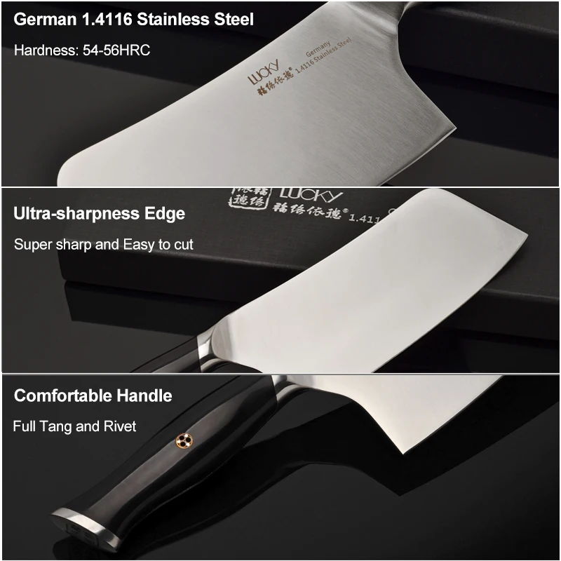  7inch Chinese Cleaver Knife Kitchen German Stainless Steel Sharpness Chopping Meat Fish Filleting S - 32789265320