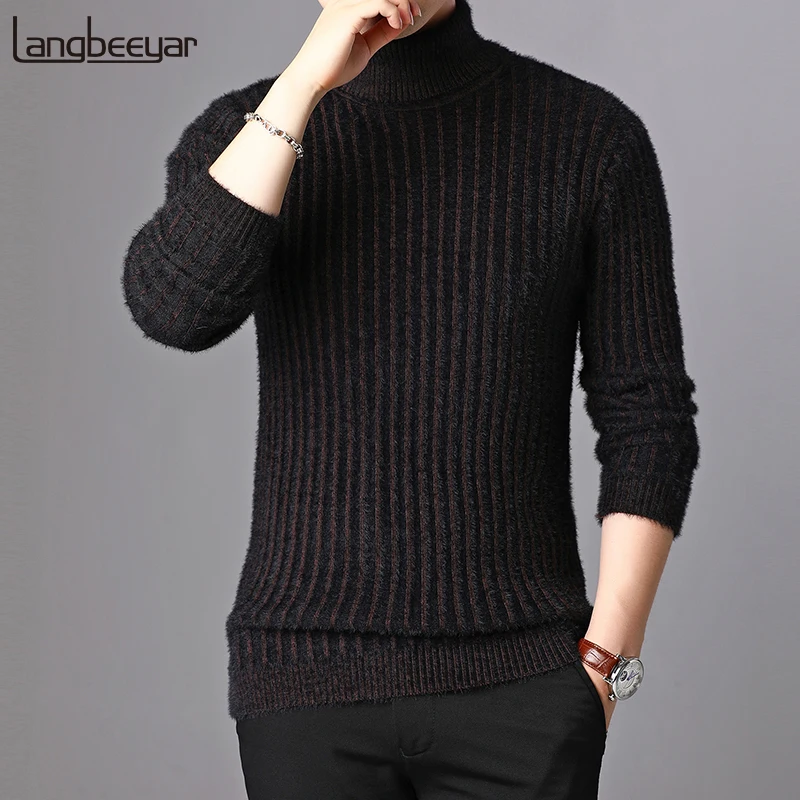 Новый модный брендовый свитер для мужчин s пуловеры водолазка Slim Fit Джемперы вязаный осенний корейский стиль Толстая Повседневная мужская