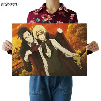 

Black housekeeper anime kraft paper poster home museum decoration painting wall sticker room picture painting 51x36cm