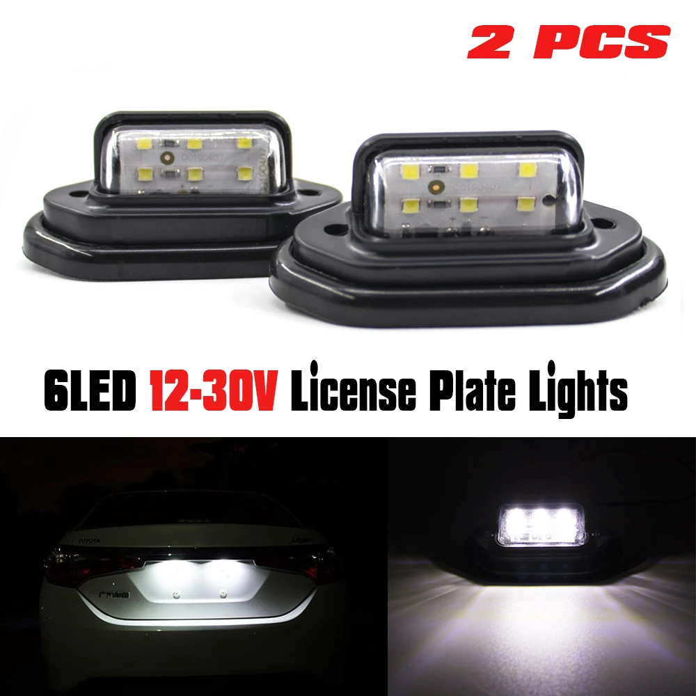 

1/2Pcs 12V 24V 6 LED Car License Plate Light Signal Rear Tail Light Step Lamp Boat Truck Trailer RV Caravan Tractor Waterproof