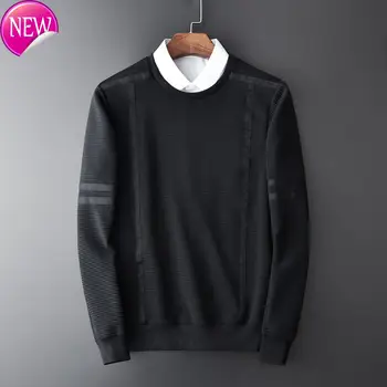 

quality dark High wool sweatshirt, dark solid round collar, black men's size sweatshirt