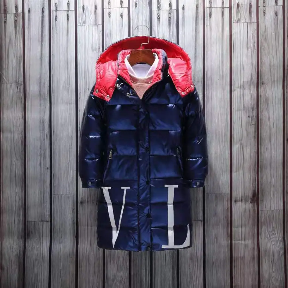 New Children Winter Warm down Jackets Girls& Boys Outerwear Coat Waterproof Parka Clothes Hooded Long-30 Degrees Coats For Kid - Цвет: 4