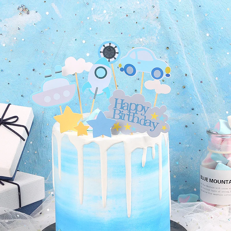

2020 Ice Cream Happy Birthday Cake Topper Steamship Birthday Cake Topper Supplies for Boys Girls Birthday Party Cake Decorations