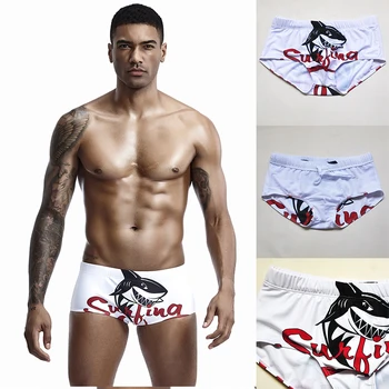 

Men's Print Boxer Shorts Summer Beach Surfing Swimsuit Shark Print Swim Trunks European And American Men's Swimming Trunks