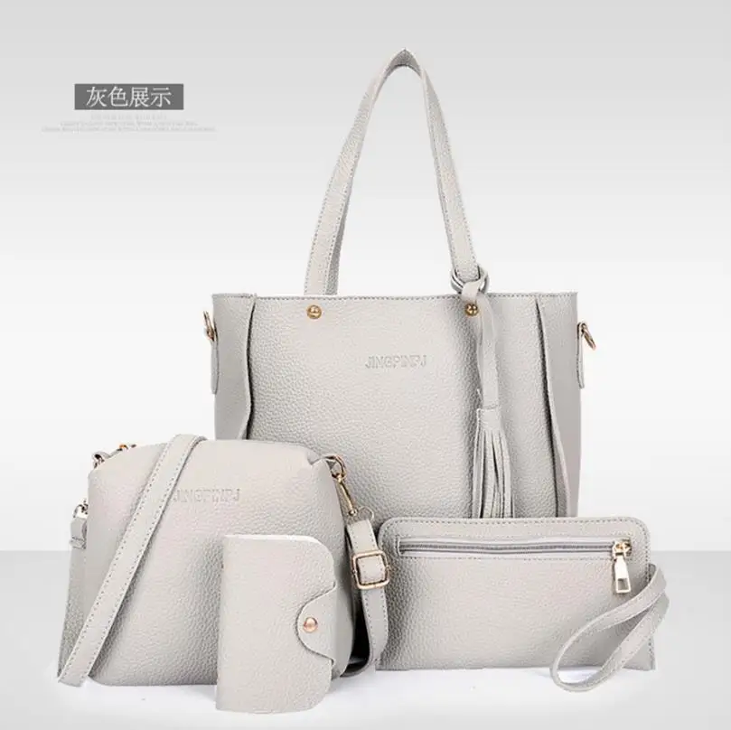 

New Style Korean-style Bucket Tassels WOMEN'S Shoulder Bag Different Size Bags Four-piece Set Crossover Shoulder Bag/hand Bag Ph