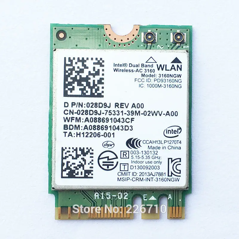 Двухдиапазонная Wi Fi карта 3160NGW NGFF M.2 + Bluetooth 4 0 433 Мбит/с для Intel Wireless AC 3160AC