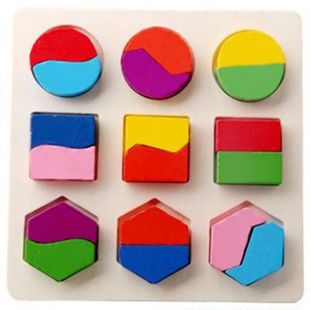 Детские деревянные геометрические строительные головоломки для раннего обучения, обучающая игрушка, Детские Развивающие игрушки - Цвет: B