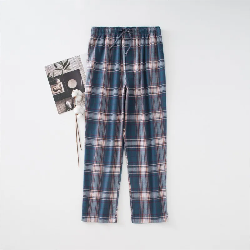 Autumn Winter Men 100% Cotton Flannel sleep bottoms Male Thicken Warm nighty trousers Men Casual Plaid pajama pants S-XXL 100KGS black silk pajamas