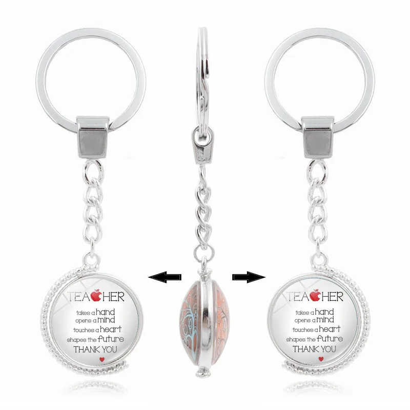

Hot Sales Teacher of Gift Double-Sided Rotating Time Stone Keychain Pendant Alloy Key Ring