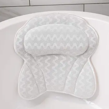 

3D Mesh Spa Bath Pillow with Suction Cups Breathable Neck and Back Support Spa Pillow for Home Bathtub Bathroom Accersories