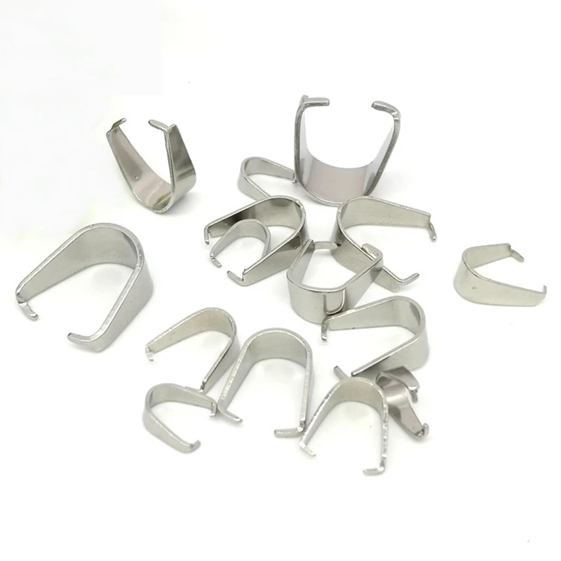 

Mibrow 50pcs/lot Stainless Steel Pinch Bail Clasps 3x7 4x9 5x10 6x12 7x13mm Bail Bracelets Connectors for DIY Jewelry Making