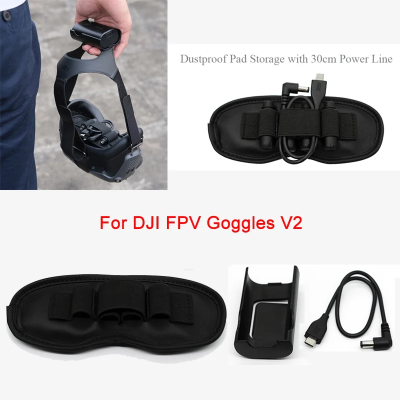 30cm Charging Cable Battery Case Storage Dust Pad Set For DJI FPV Combo Goggles V2 Glasses Charging Cables Drone Accessories New