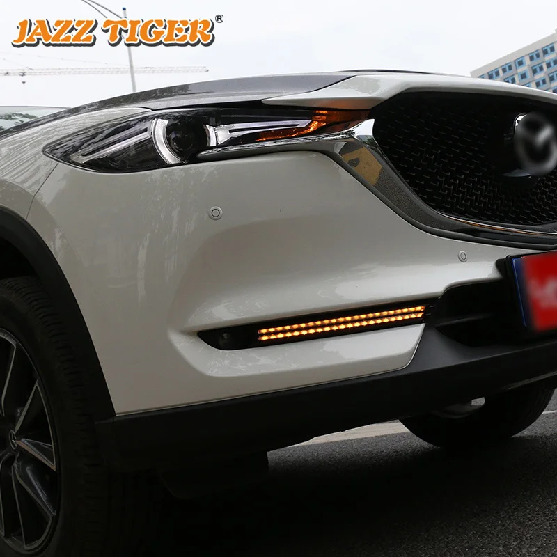 JAZZ TIGER 2PCS Yellow Flowing Turning Function Waterproof ABS Car DRL LED Daytime Running Light Fo - 4000209920981