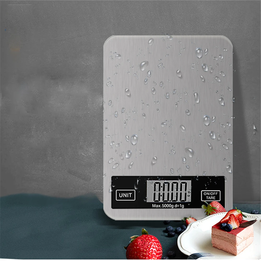 

Waterproof Kitchen Scale Stainless Steel Household Baking Scale 5KG/1g High Precision steelyard Thin Food Balance With LCD