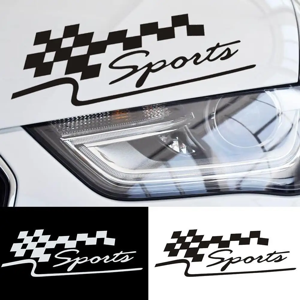 

SPORT Letter Checkered Racing Flag Removable Car Sticker Auto Reflective Decal Vinyl Stickers Water-resistant Bumper Decals