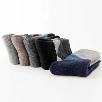 

High Quality 6 Pairs Fashion Mens Woollen Socks Printed Comfortable Breathable Middle Long Sock Winter