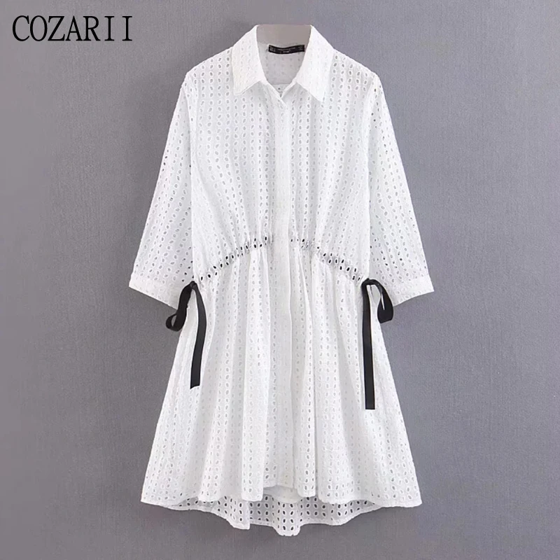 

Women cotton 100% dress 2019 summer beach ladies casual embroidery see through dresses chic girls layered vestidos