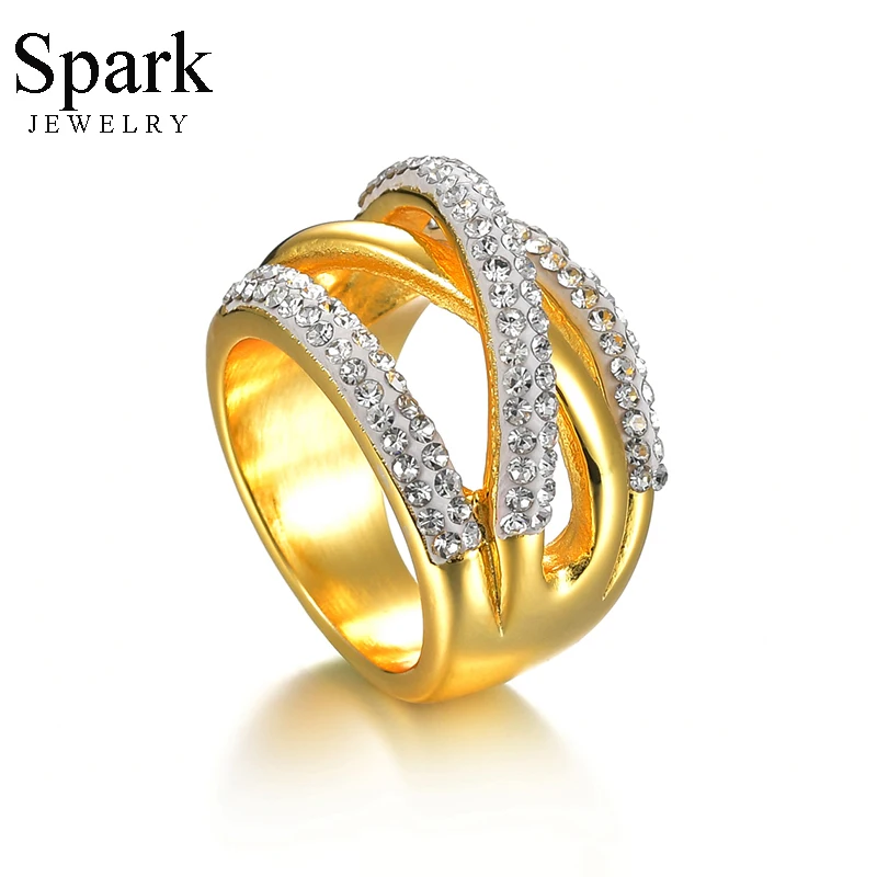 

Spark Luxuary Zirconia Wedding Promise Rings Gold Stainless Steel Engagement Ring For Women Jewelry Gift Anniversary Anillos