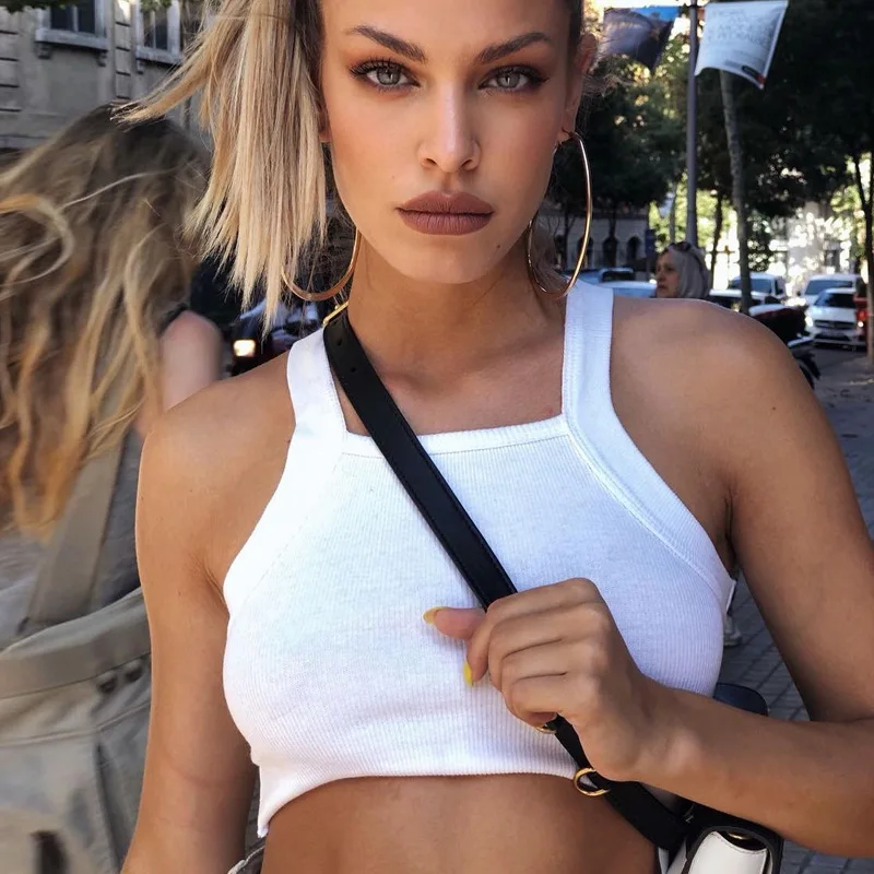 Женский топ из полиэстера пикантный топ-майка в уличном стиле | Женская одежда