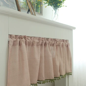 

Curtain half curtain stripe American style curtain head cabinet door dust curtain short curtain decorative curtain