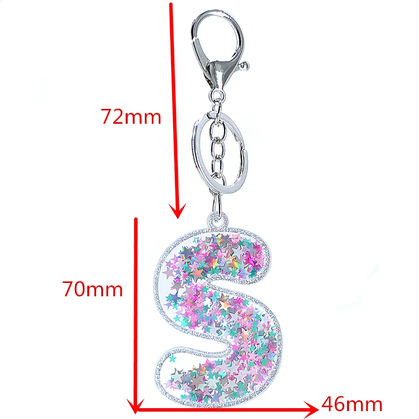 1PC Frauen Schlüsselanhänger Glitter Höhlte-out Worte Handtasche Englisch Brief Schlüsselring Charme – Detail 1