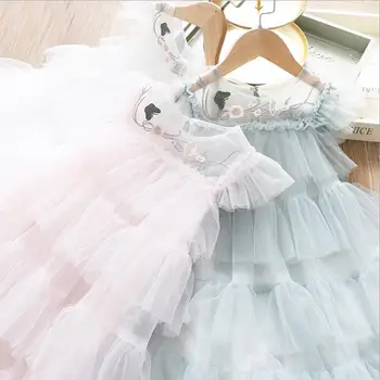

children's dress 2020 sunner new cake tutu sleeveless pincess dresses kids clothing wholeseale