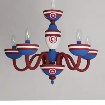 

Children's room chandelier Captain America creative cartoon Mediterranean bedroom lamp Nordic eye protection boy girl room lamp