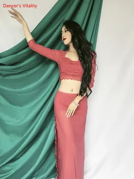 

Belly Dance Autumn And Winter New Dance Suit Sexy And Comfortable Modal Practice Beginner Belly Dance 2pcs Top+Skirt Dance Set