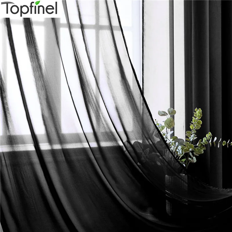 Современные белые тюлевые шторы Topfinel для гостиной многоцветные шифоновые