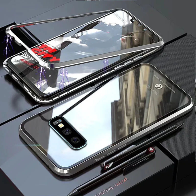 Чехол YonLinTan Coque для samsung galaxy S10 Lite Plus S 10 S10Lite, Металлическая магнитная рамка, адсорбционные чехлы из закаленного стекла