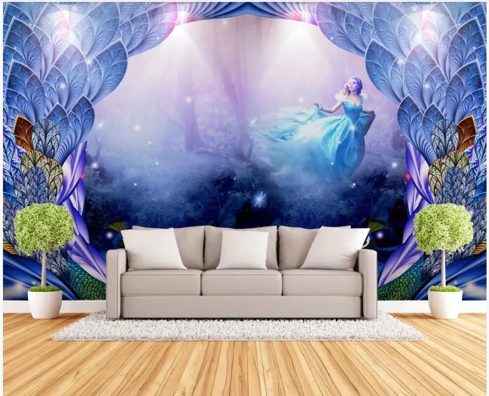 

High-end custom photo any size 3d wallpaper Fantasy beautiful forest peacock princess 3d wall murals wallpaper for living room