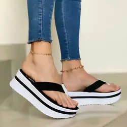 2021 Women's Casual Slippers Summer Fashion Plus Size Female Sandals Comfortable Solid Thick Bottom Women Flip Flops Outdoor