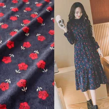 Пол метра маленький цветочный принт хлопок вельвет ткань для осень зима пальто платье одежда материал T939