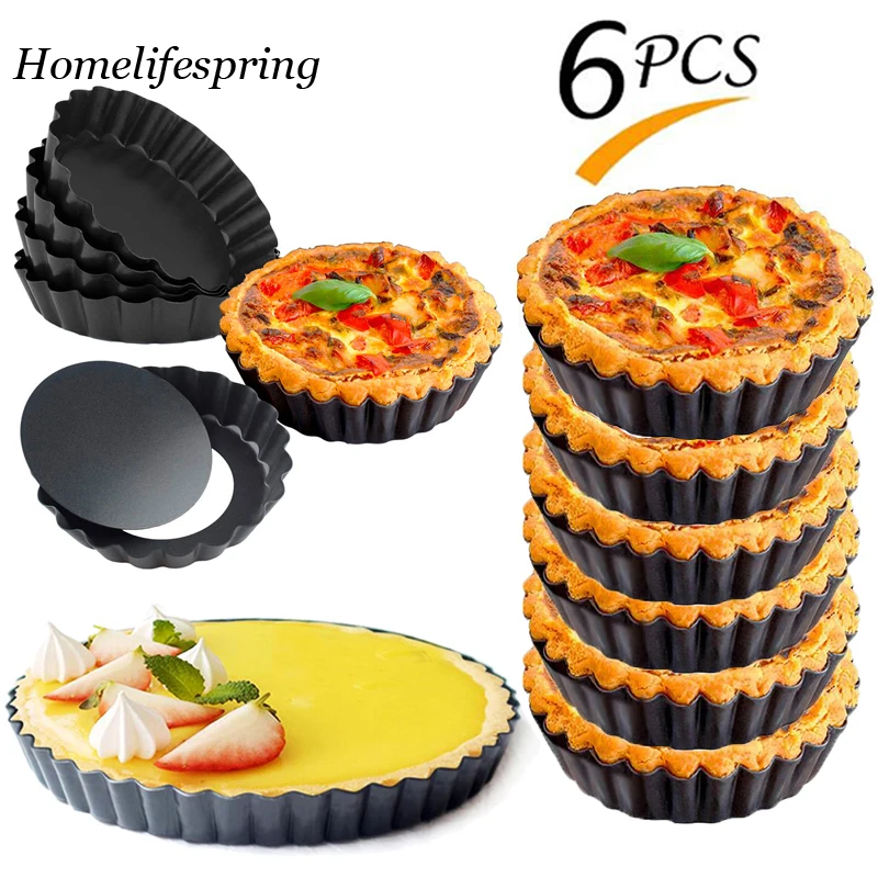 Mini Pie Muffin Cupcake Pan Pizza Cake Mold Removable Loose Bottom Round Baking Non-stick Tart Egg | Дом и сад