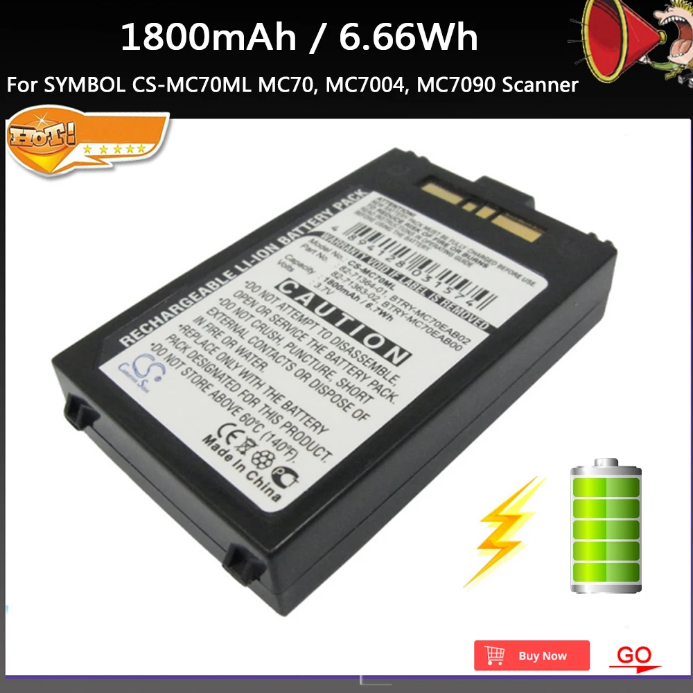 Bateria de Substituição para Symbol Peças do Scanner Nova Scanner Cs-mc70ml Mc70 Mc7004 Mc7090 82 Pn-71363-02 82-71364 1800 Mah – 6.66wh