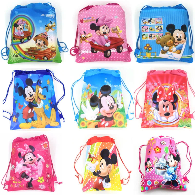 12 шт. в упаковке Disney Микки Мышь мультфильм нетканые ткани шнурок сумки Минни