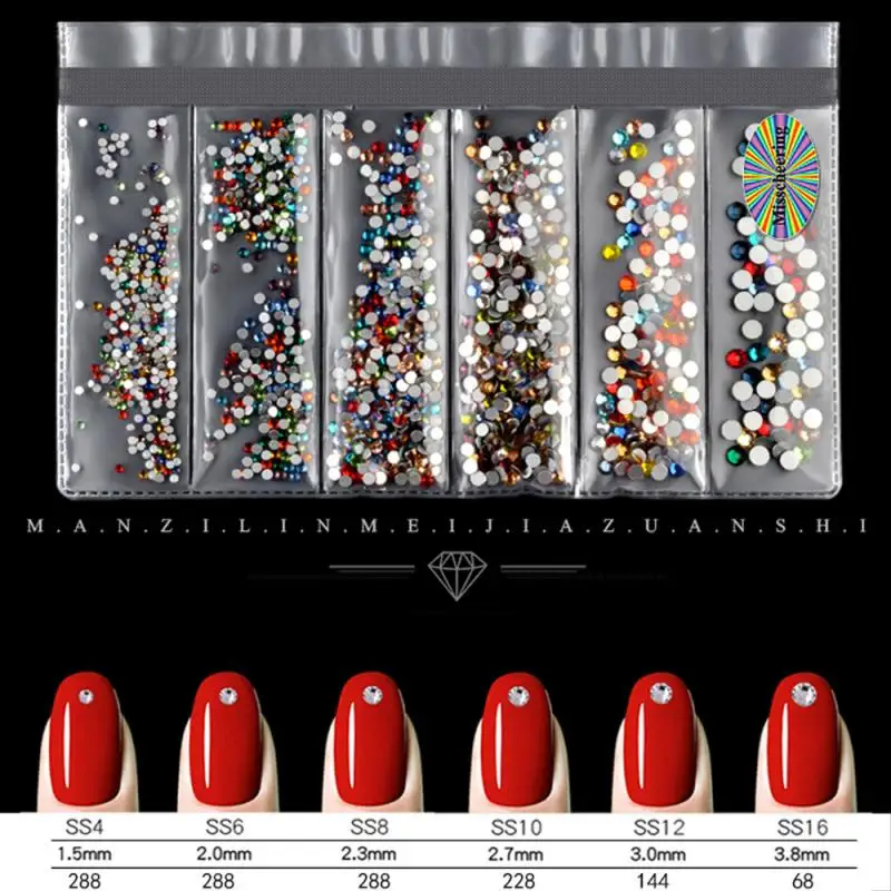 SS4-SS16, 3D дизайн ногтей, Хрустальные стеклянные стразы для ногтей, стразы, кристаллы, драгоценные камни, плоское стекло, алмазные стразы, набор, TSLM1
