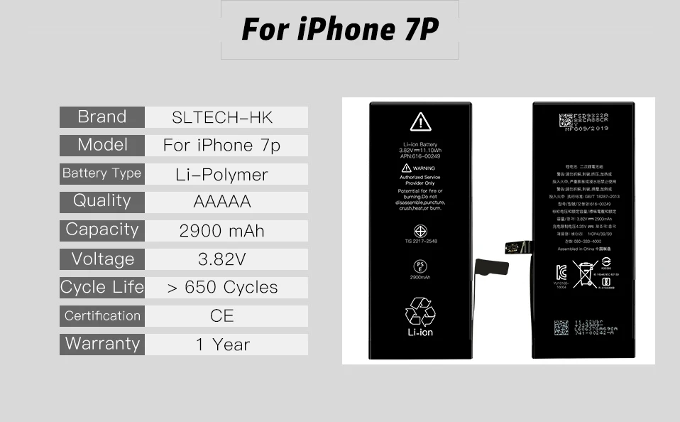 Литиевая батарея для iPhone 7 Plus сменные батареи внутренний телефон Bateria 1900mAh+ Инструменты для ремонта