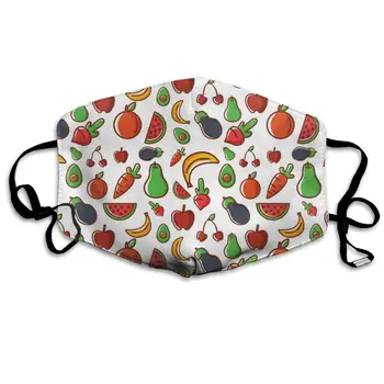 

Mouth Mask Vegetable Fruit Print Masks - Breathable Adjustable Windproof Mouth-Muffle, Camping Running for Women and Men