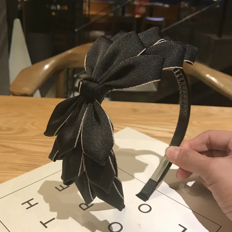 Korean-style Cute Hair Accessories Women's Solid Color Bow Hair Bands Hand-made Solid Color Headdress Customizable