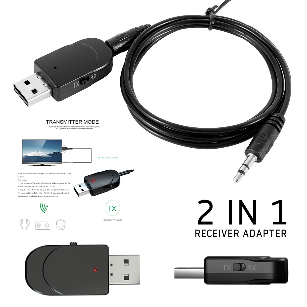 USB Bluetooth 5,0 передатчик приемник 2 в 1 адаптер 3,5 мм AUX для ТВ ПК наушники домашние стерео аудио автомобиля