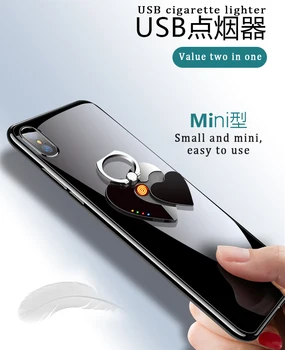 

Personalized USB rechargeable lighter, creative love mobile phone holder, windproof electronic cigarette lighter