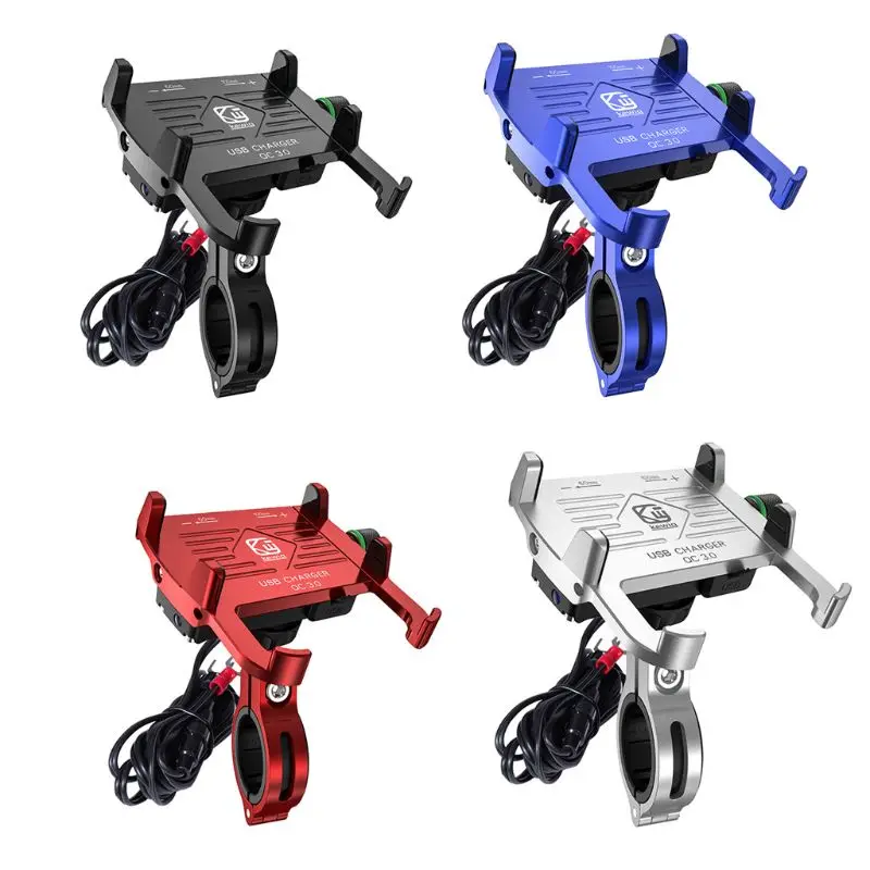 

QC 3.0 Mobile Phone Holder USB Charger Motorcycle Handlebar Stand Fast Charging for Samsung Huawei 3.5-6'' Phone Bracket