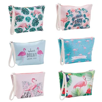 

Flamingo Cosmetic Organizer Bags for Women Canvas Small Makeup Bag for Girls Gifts Travel Toiletry Storage Bag Coin Purse Wallet