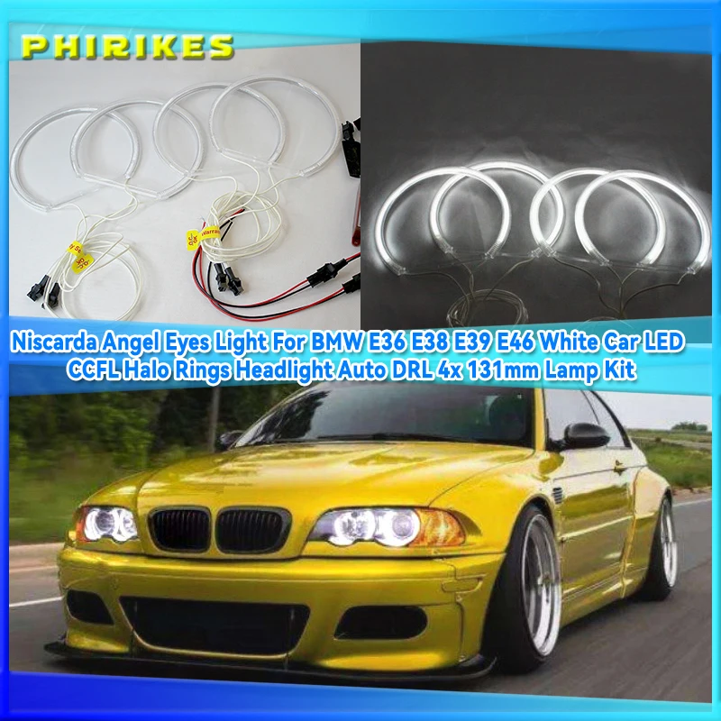 

Niscarda Angel Eyes Light For BMW E36 E38 E39 E46 White Car LED CCFL Halo Rings Headlight Auto DRL 4x 131mm Lamp Kit