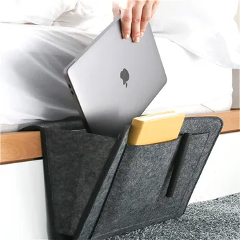 

Bedside Felt Storage Bag Hanging Bag Sofa Bedroom Remote Control Book Holder Storage Pocket Organizer for IPad Cellphone Book