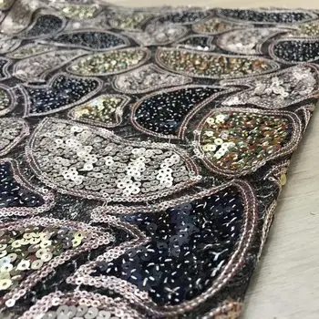 

Burgundy Color Sequins Net Lace Fabric 2019 High Quality African Mesh Wedding Bride Dress Sewing Sequined Embroidered Material