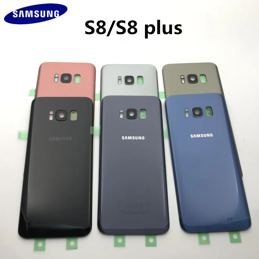 Samsung Galaxy S8 G950 S8 plus G955 задняя крышка батарейного отсека Корпус+ Ушная камера стеклянная рамка объектива Запасные части для ремонта