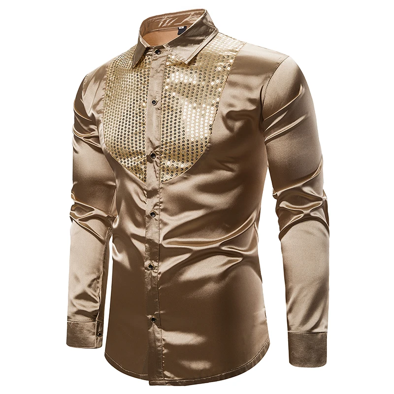 Shiny Gold Sequin Black Silk Dress 