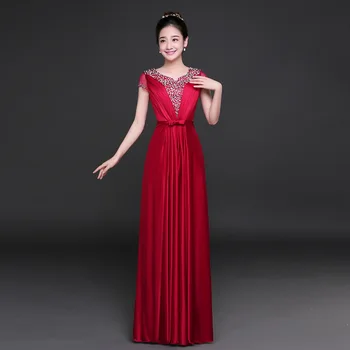 

Bling Bling Crystal Applique Evening Dresses Elegant V-neck Floor Length Party Prom Gown Fashion Plus Size Women A-line Dress